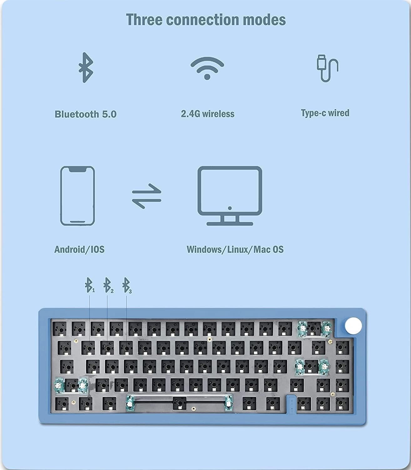 Blue+Knob GMK67-65% Keyboard Kit