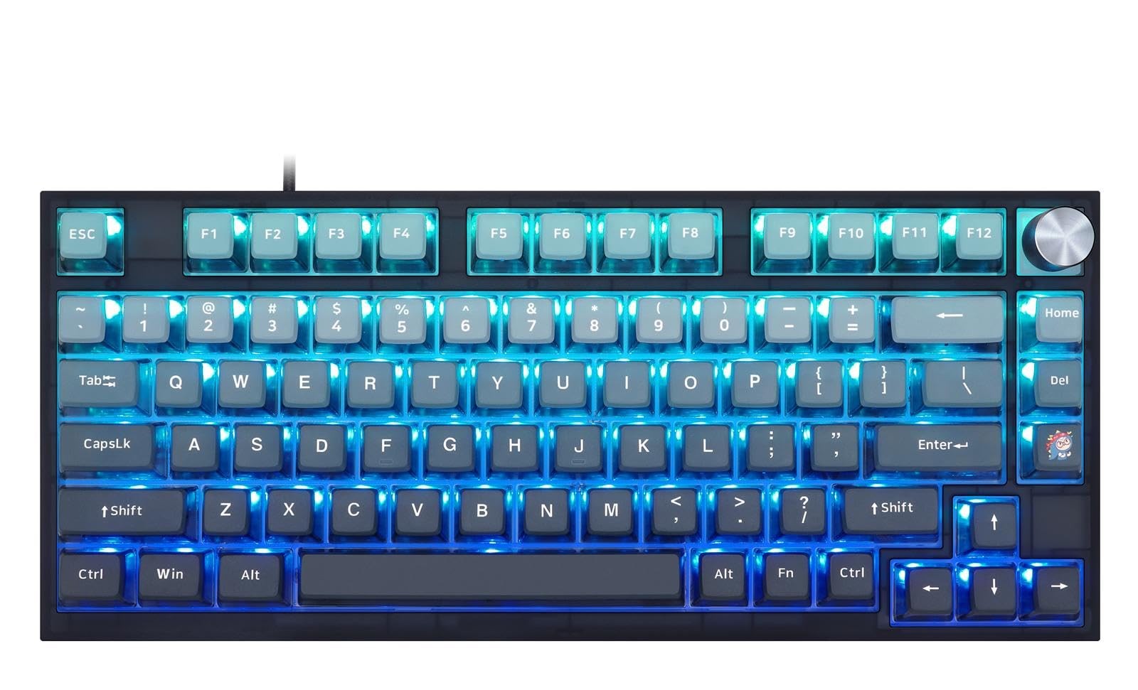 Blue Gray 80 Keys Tri-Mode Keyboard with Knob
