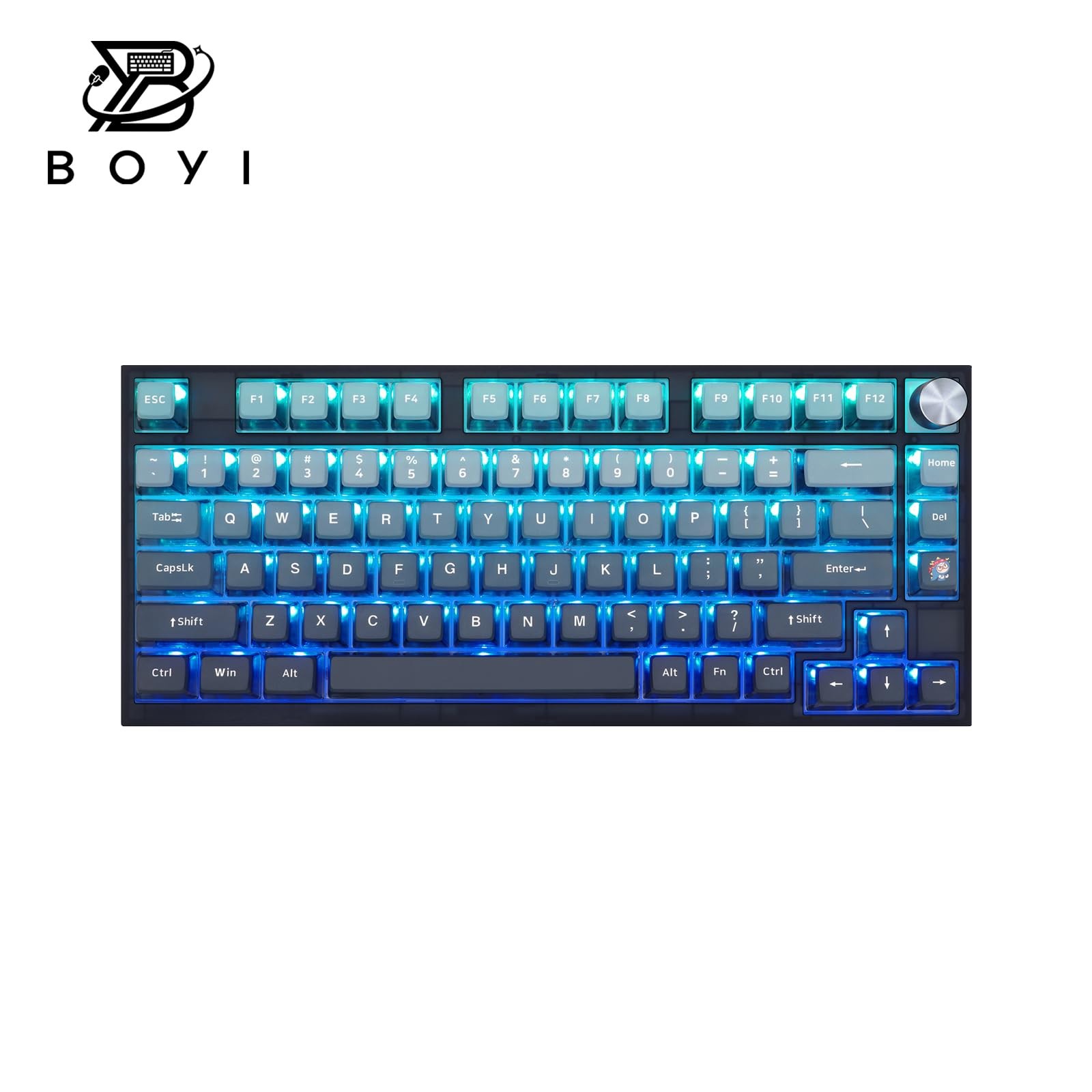 Blue Gray 80 Keys Tri-Mode Keyboard with Knob