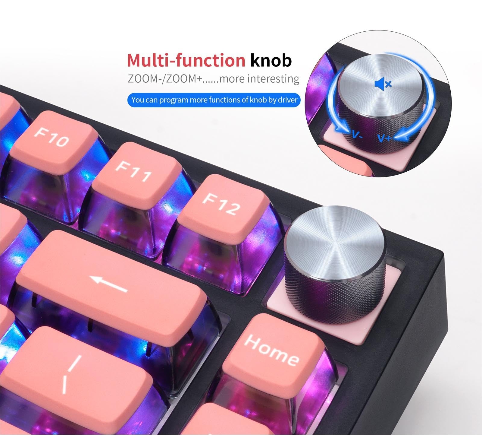 Blush Red 80 Keys Tri-Mode Keyboard with Knob