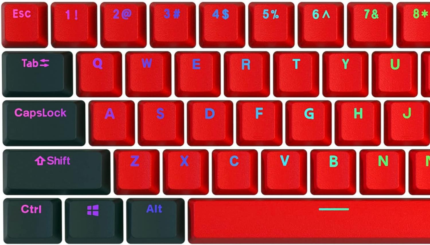 Red Black 61-Key PBT OEM Keycaps